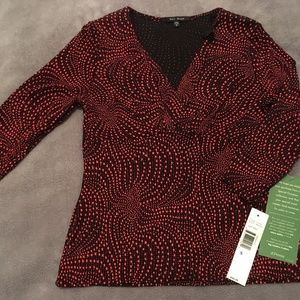 NWT Blu Sage Festive Stretch Top Red & Black